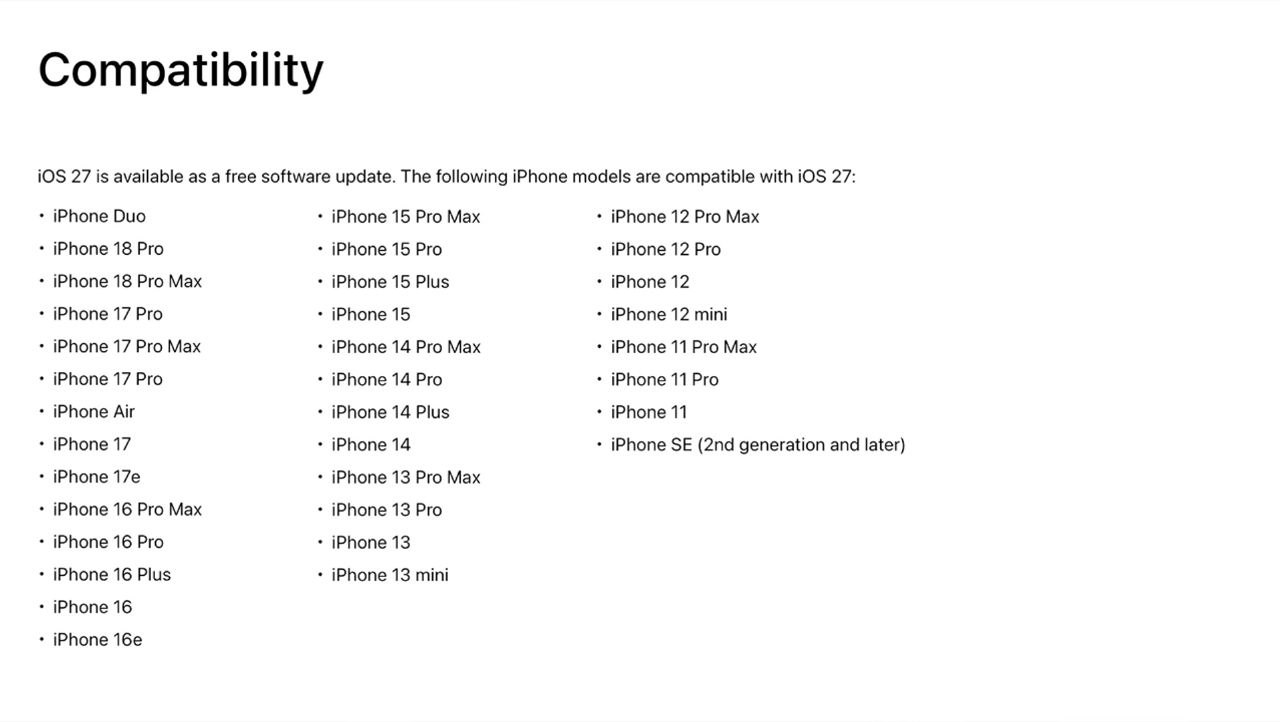 iOS 27 on iPhone